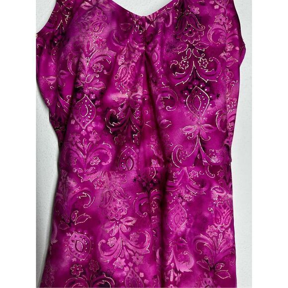 Islander Purple Gold Floral Lightly Padded Skirted One Piece Swimsuit Size 10 - Picture 2 of 10